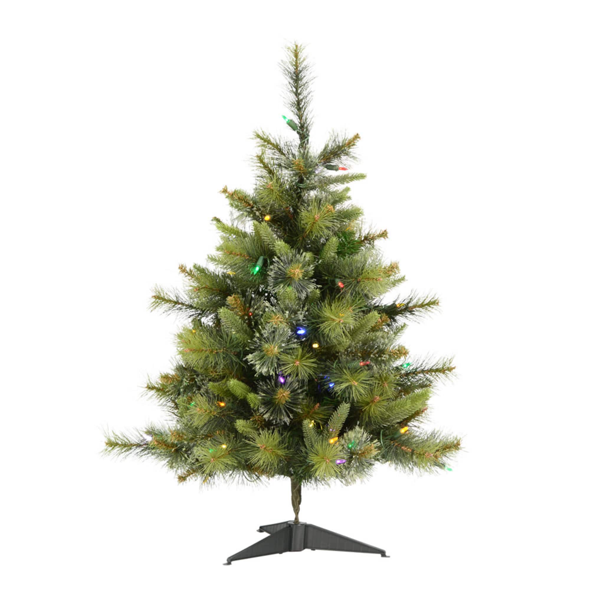 3ft. Pre-Lit Cashmere Pine Artificial Christmas Tree, Multi-Colored LED Lights